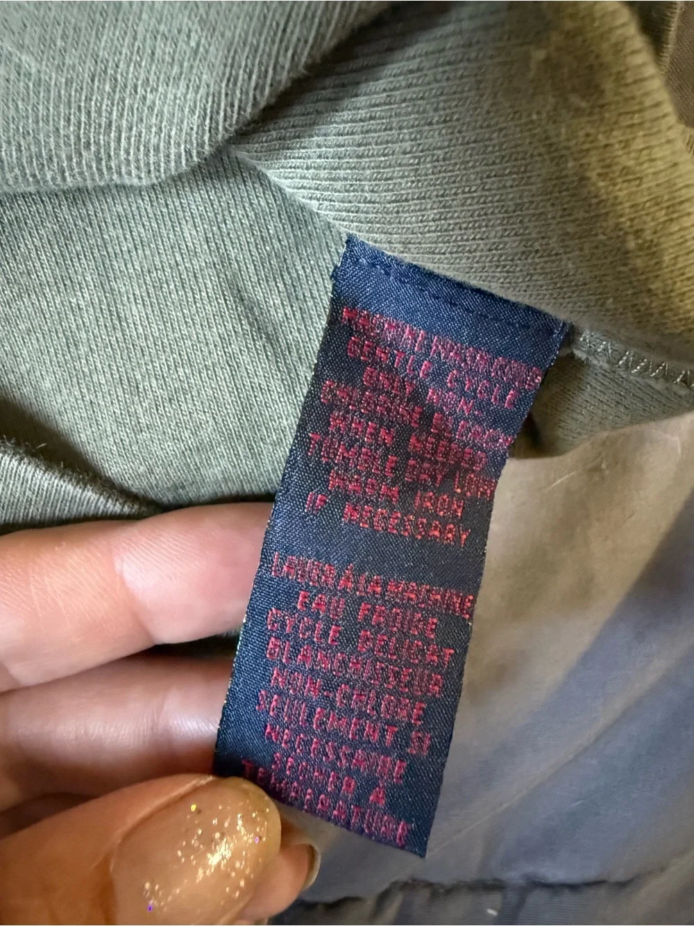 Ralph Lauren Olive Cropped Tee with Red Embroidery